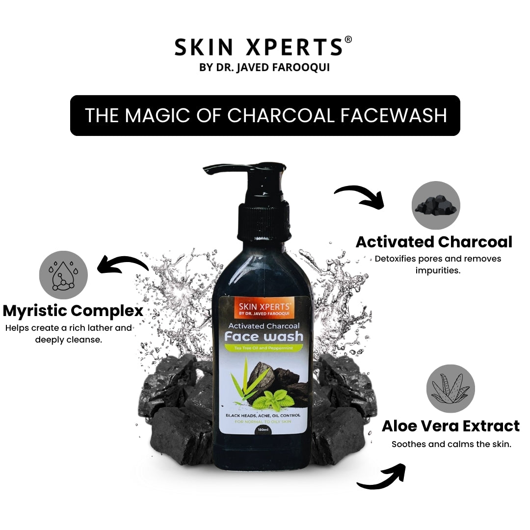 Activated Charcoal Face Wash with Aloe Vera Juice & Hyaluronic