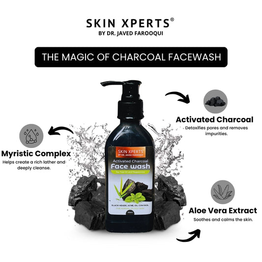 Activated Charcoal Face Wash with Aloe Vera Juice & Hyaluronic