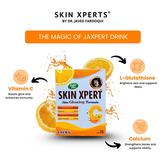 Jaxpert Skin Glow Drink with Glutathione, Vitamin C & D3 + Calcium Boost ( Medium )